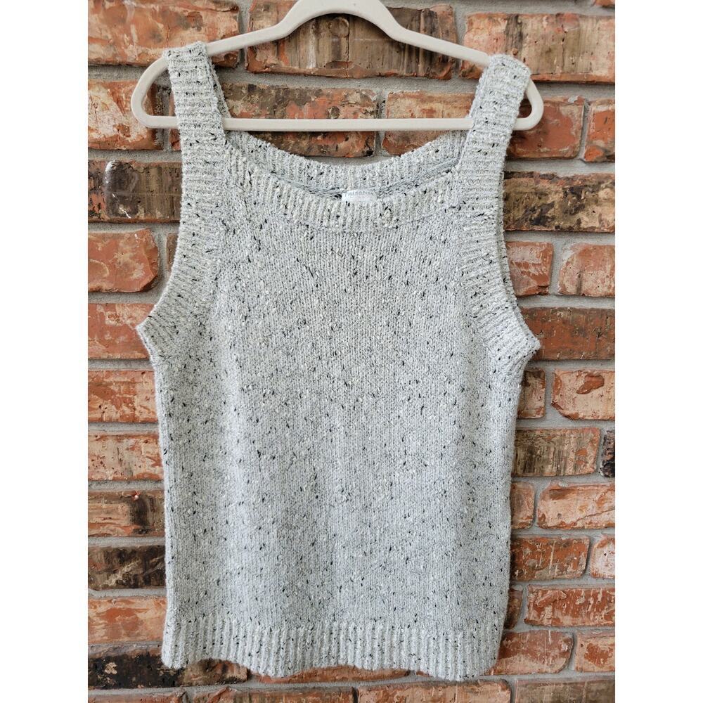 Chicos Knit Summer Tank Style Sweater Size 3 Sz XL Gray Lightweight Cotton Blend
